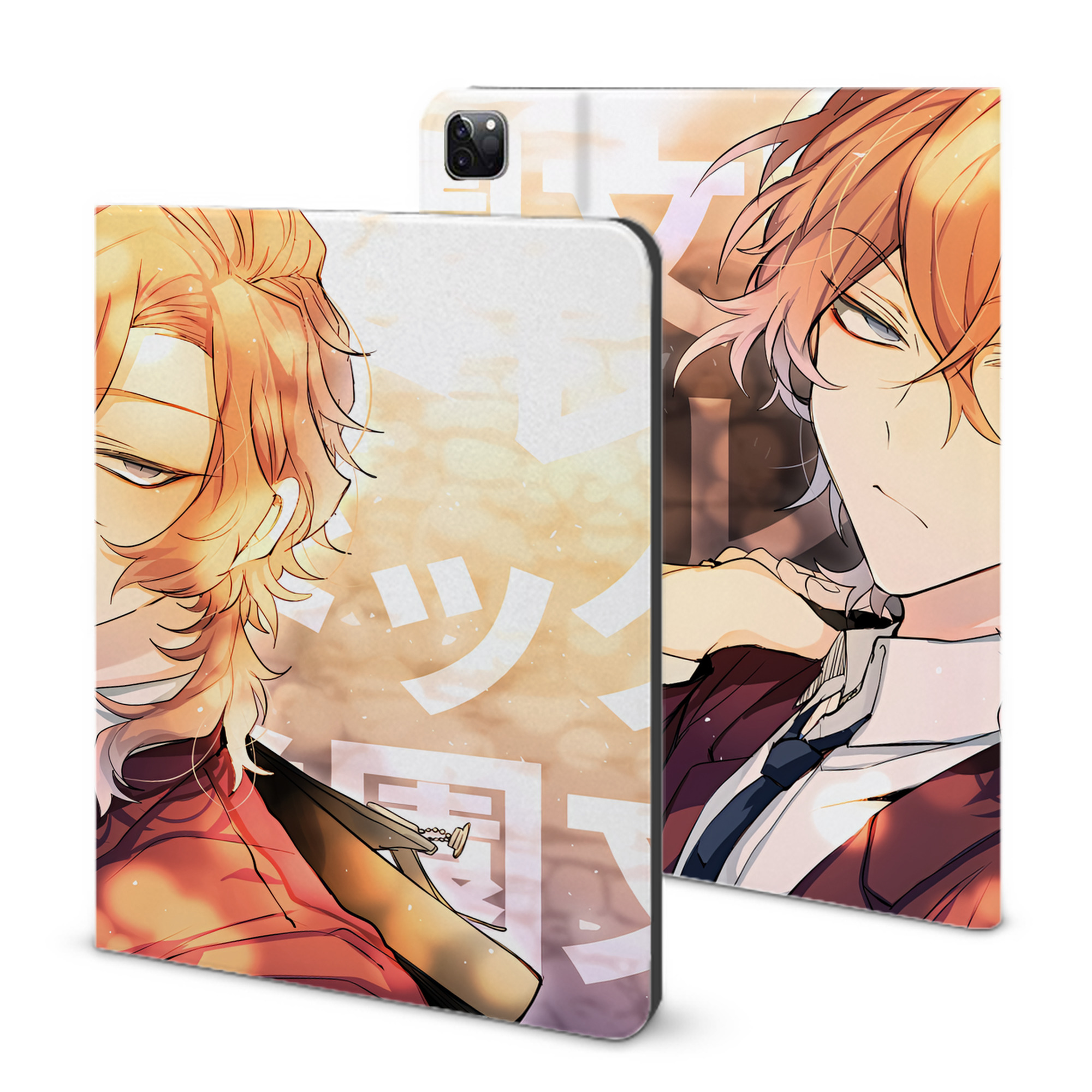 （画像用） 文豪ストレイドッグス Bungo Stray Dogs IPad ケース ブック型 PUレザー TPU 耐衝撃 軽量 薄型 ペン収納なし 全面保護 IPad 各モデル対応